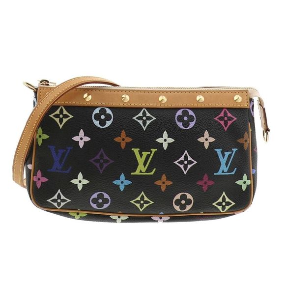 Louis Vuitton Pochette Accessories Pouch Clutch Monogram Multicolor Black - Picture 1 of 5